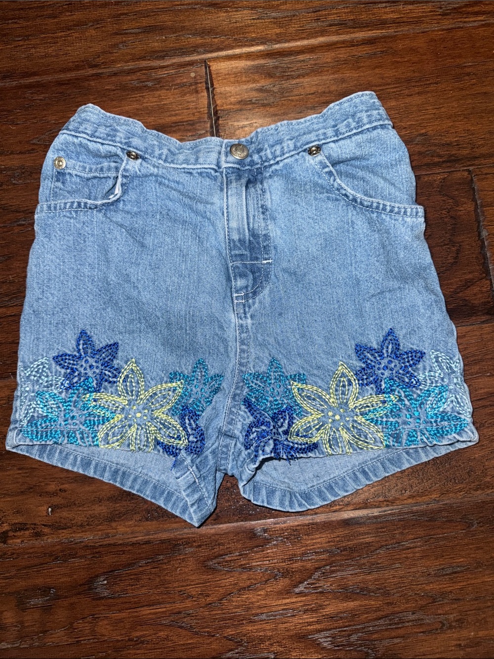 Canyon River Blues Light Blue Denim Shorts with Floral Embroidery Girls 4T